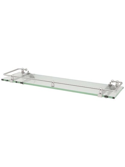 Premier Glass Bathroom Shelf with Railing in Satin Nickel.